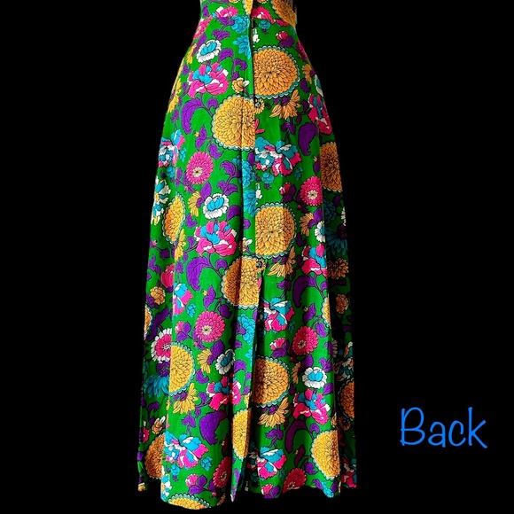 Vintage Maxi Skirt 60s 70s Floral Hippie Mod Festival Skirt Long Flower Cotton - Picture 5 of 8